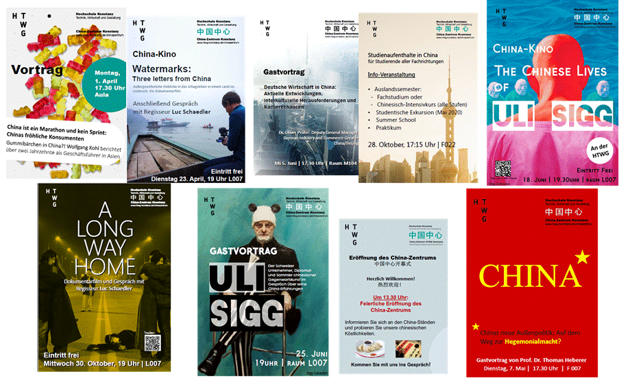 Plakate von Veranstaltungen des China-Zentrums